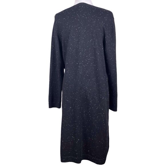 Talbots Side Tie Sweater Dress Black White Speckled Long Sleeve Size 1X - Picture 11 of 16